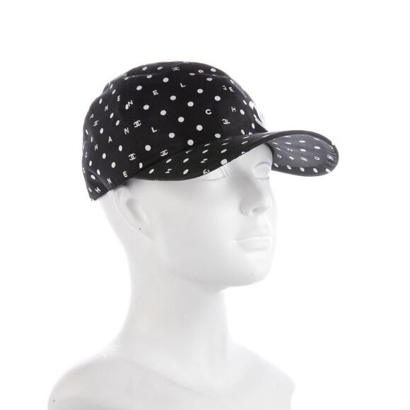 Chanel Black Polka Dot Interlocking CC Baseball Cap One size